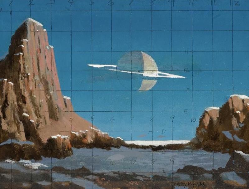 'Saturn as Seen from Titan' Painting by Chesley Bonestell