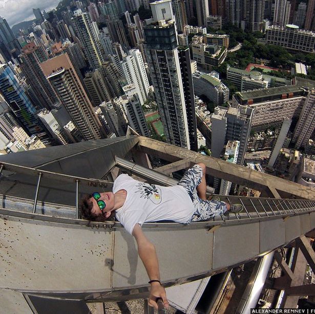 Selfie on top of a building in Hong Kong