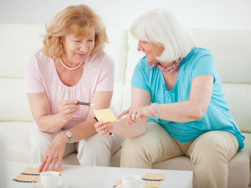 Senior women playing bingo