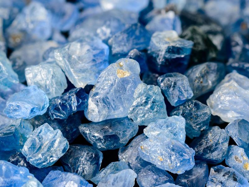 Set of blue sapphire gemstones
