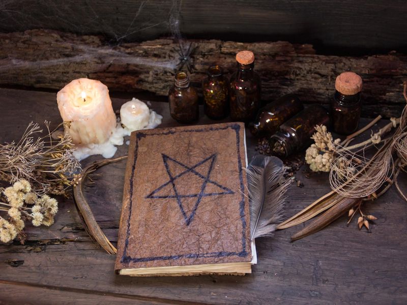 set of objects for witchcraft rituals