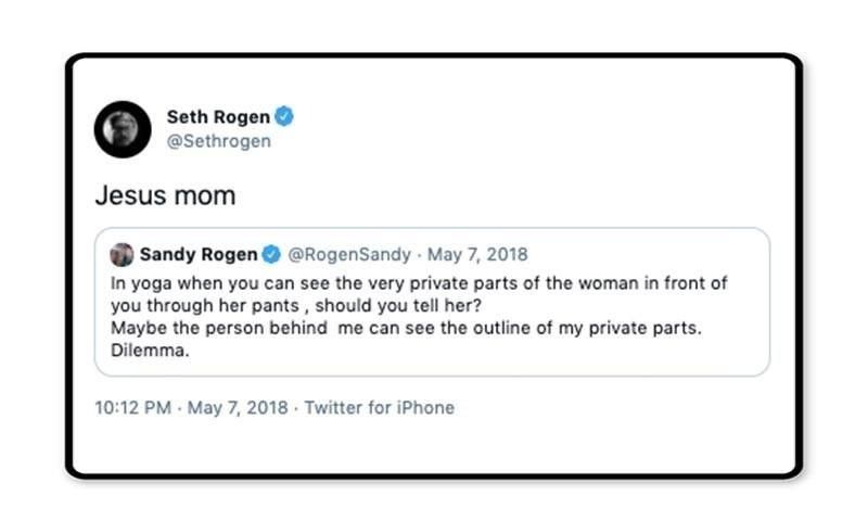 Seth Rogan reacting to his mother on Twitter