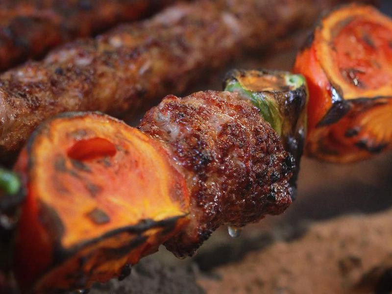 Shish kebab on barbecue in Turkey