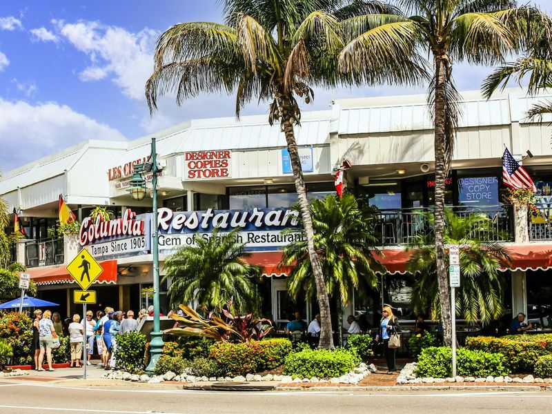 Shopping plazas around St. Armand's Circle on Lido Key island near Sarasota, FL, USA