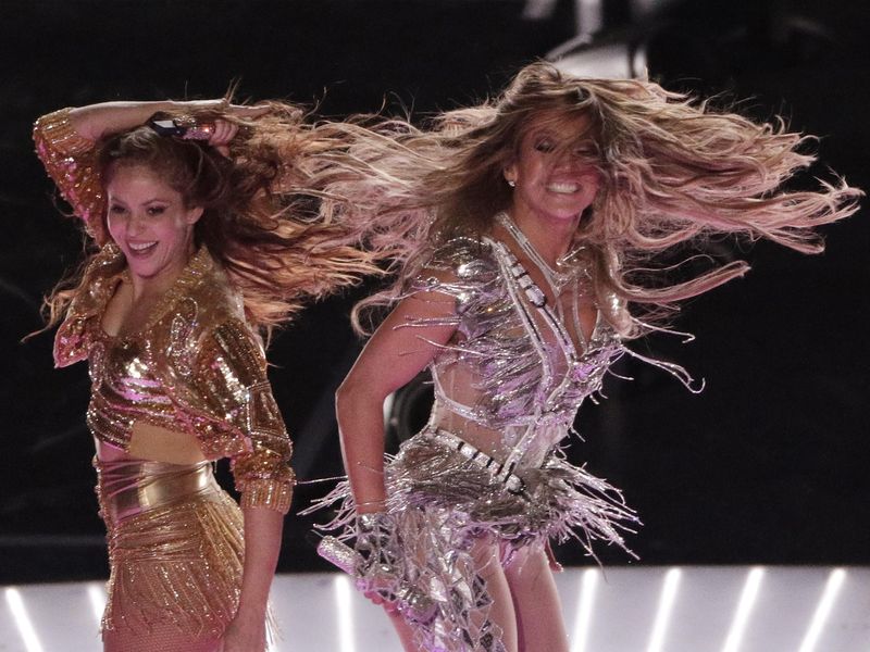 Singers Shakira and Jennifer Lopez at Super Bowl LIV