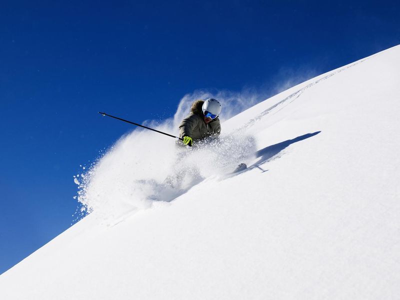 Skier making tracks in fresh powder