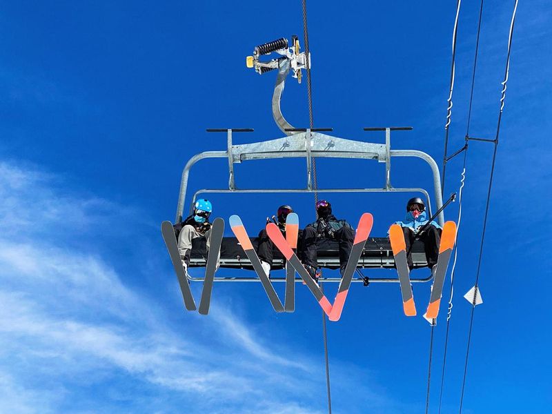 Skiers at chairlift ski resort in Park City