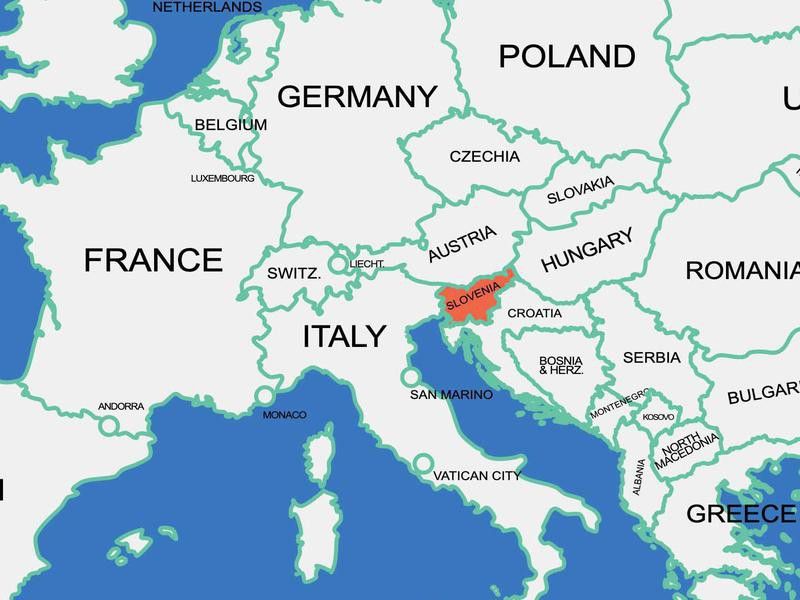 Slovenia on map Europe