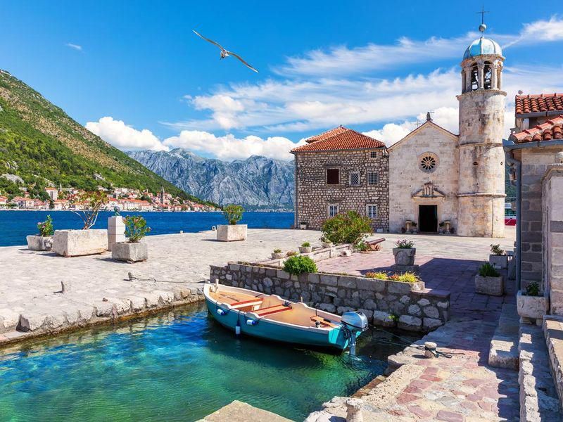 Small European lake town in Montenegro