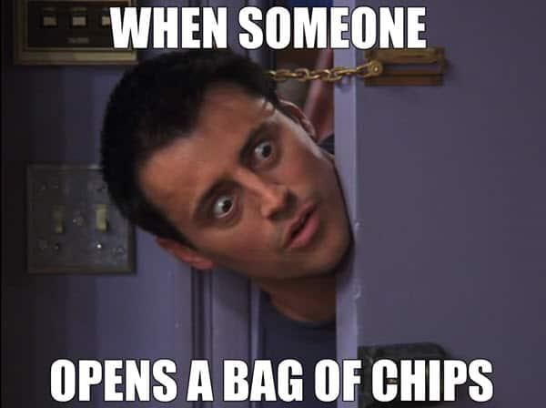Someone opening a bag of chips meme