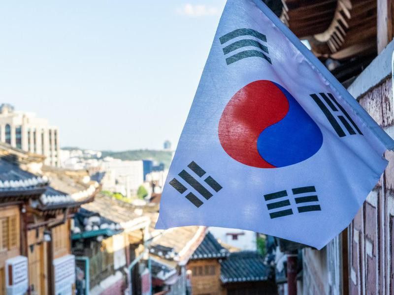 South Korean flag in village