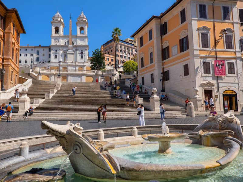Spanish Steps And Barcaccia Fountain In Rome
