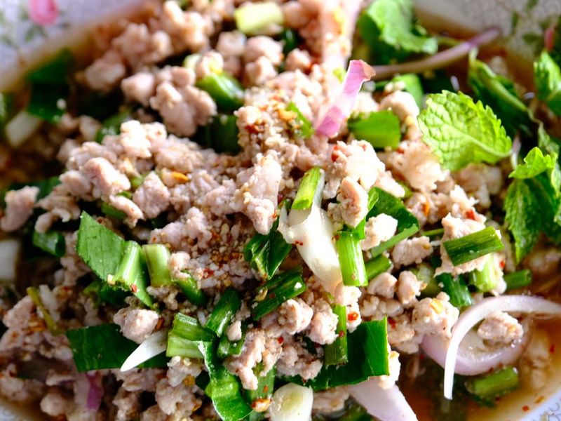 Spicy ground pork salad or Larb Moo