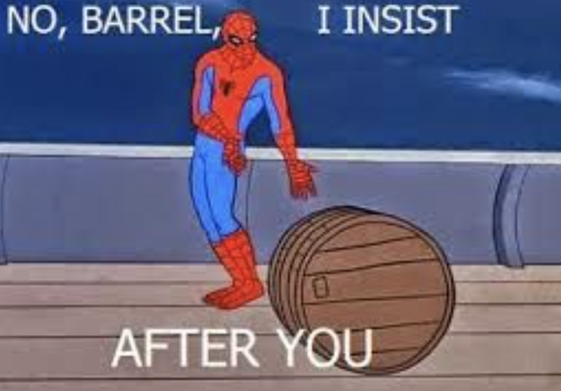 Spider Man barrell meme