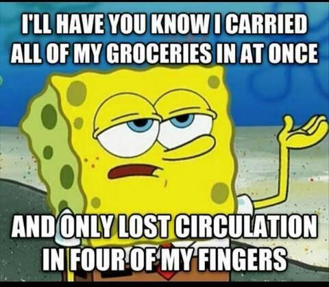 SpongeBob carrying groceries meme