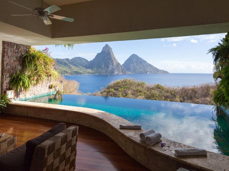 St. Lucian Twin Pitons from Jade Mountain Resort