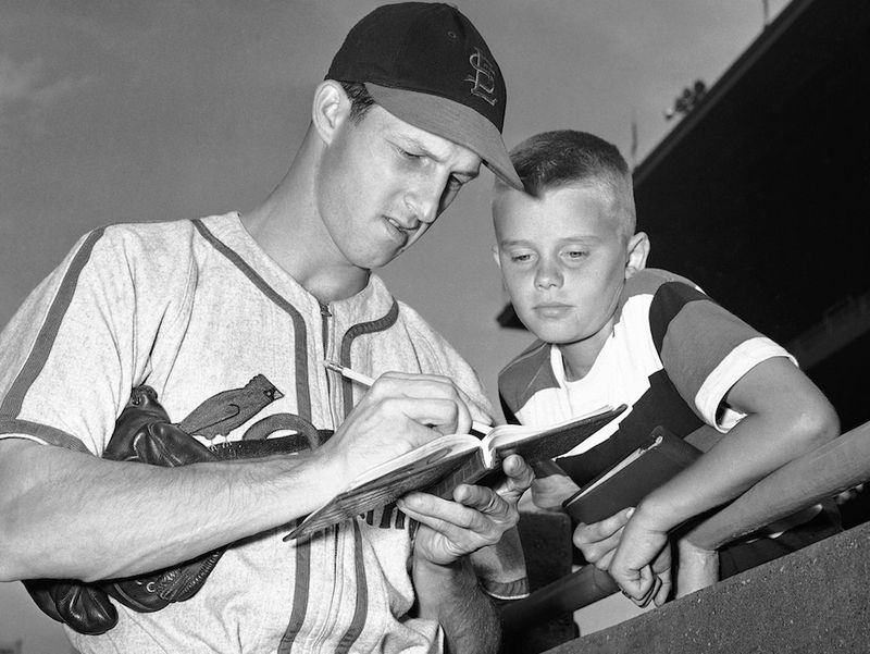 Stan Musial signing an autograph in 1948
