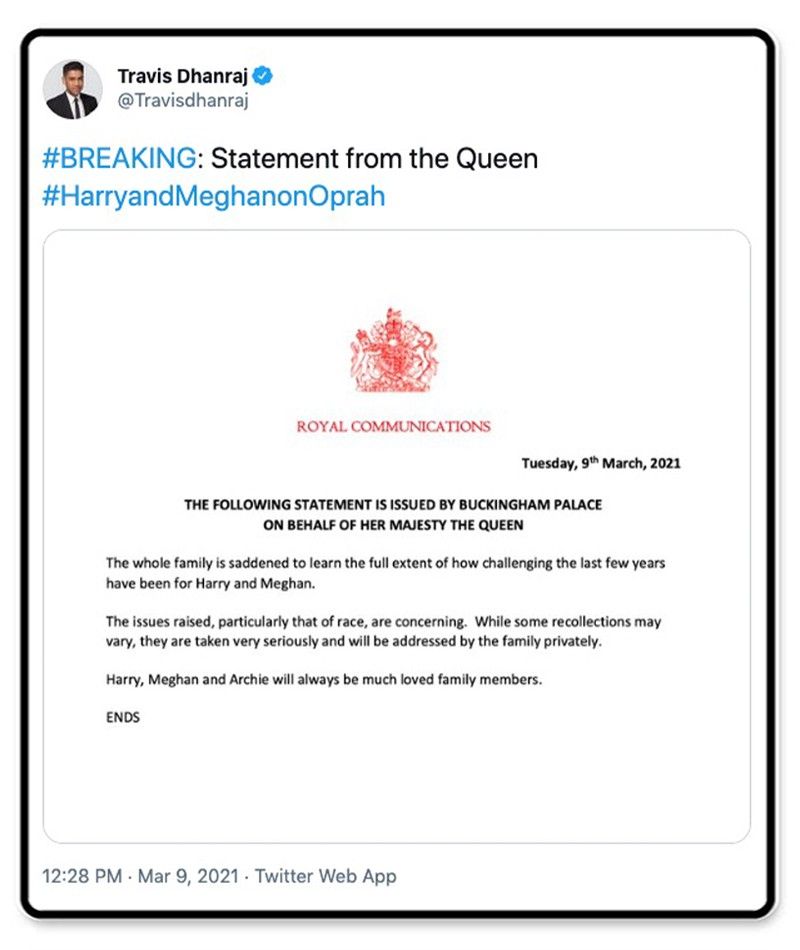 Statement from Queen Elizabeth