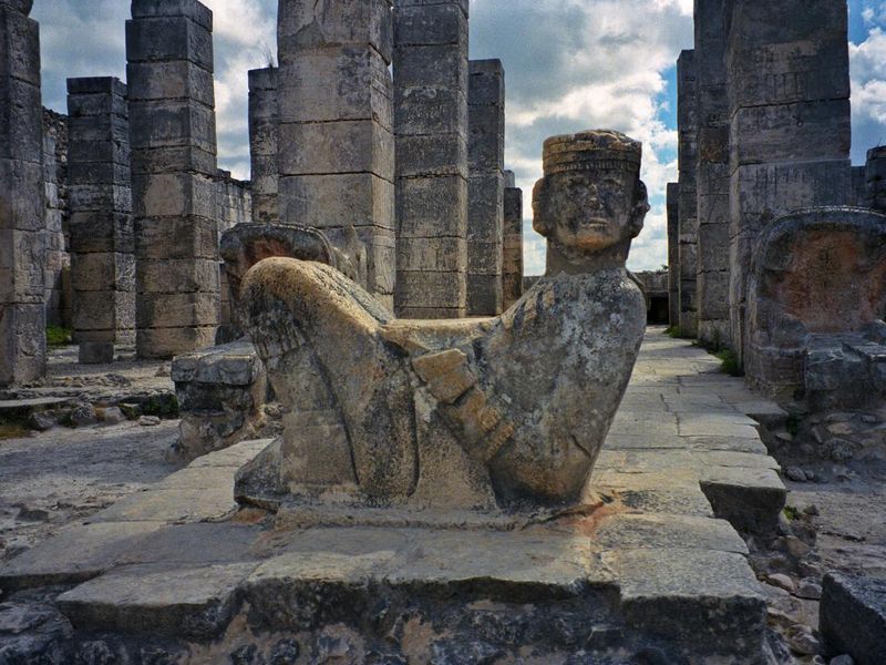 Statue of Mayan god Chac Mool at Chichen Itza, Yucatan, Mexico.
