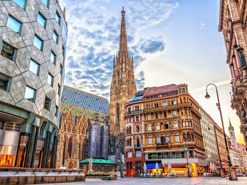 Stephansplatz square and the St. Stephen's Cathedral in Vienna, Austria