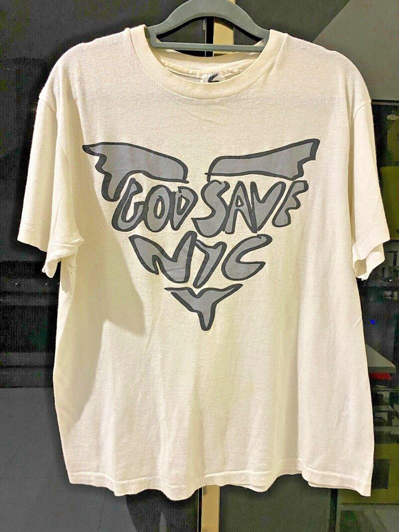 Stephen Sprouse Iconic 1987 God Save NYC Silver Graffiti T-Shirt