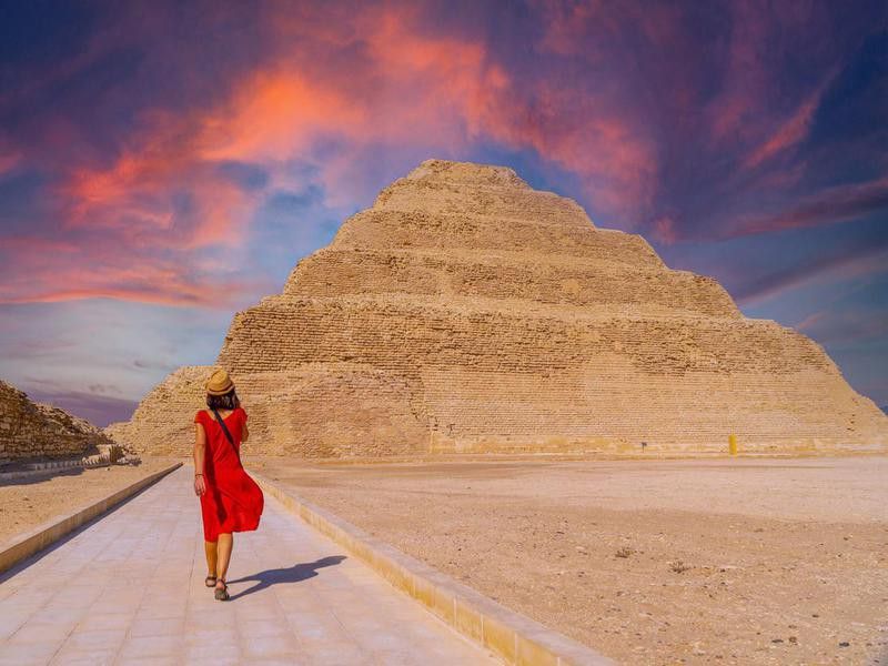 Stepped Pyramid of Djoser at sunset, Saqqara.