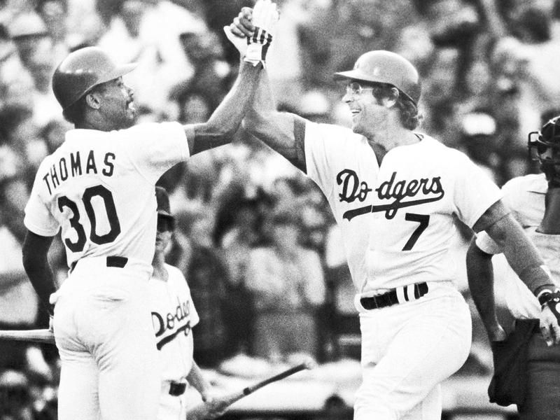Steve Yeager and Derrel Thomas