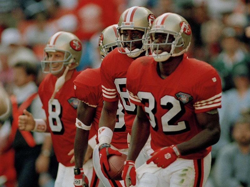 Steve Young, Dexter Carter, Jerry Rice, Ricky Watters