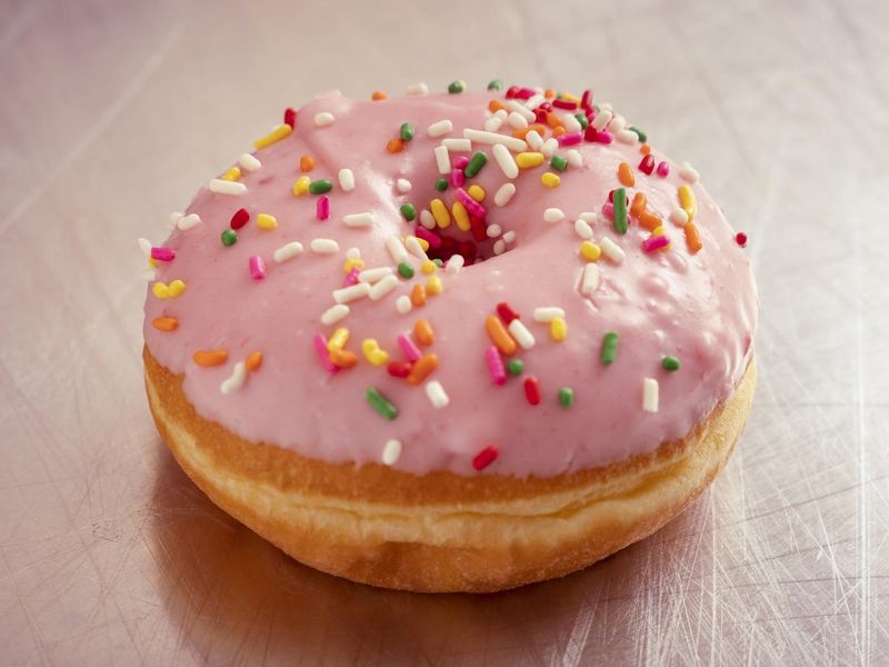 Strawberry Flavored Donut with Colorful Sprinkles