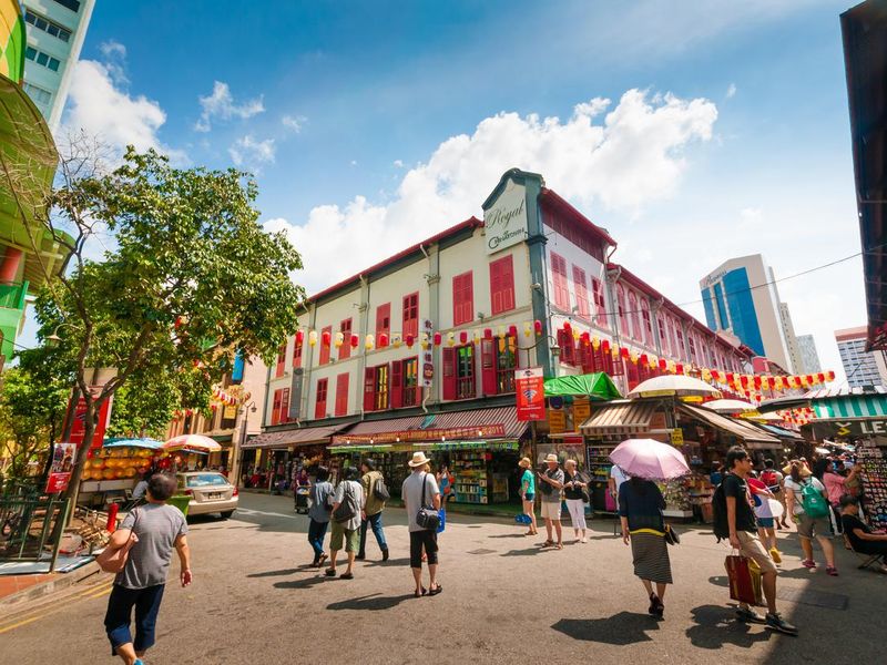 Street view of China town in Singapore