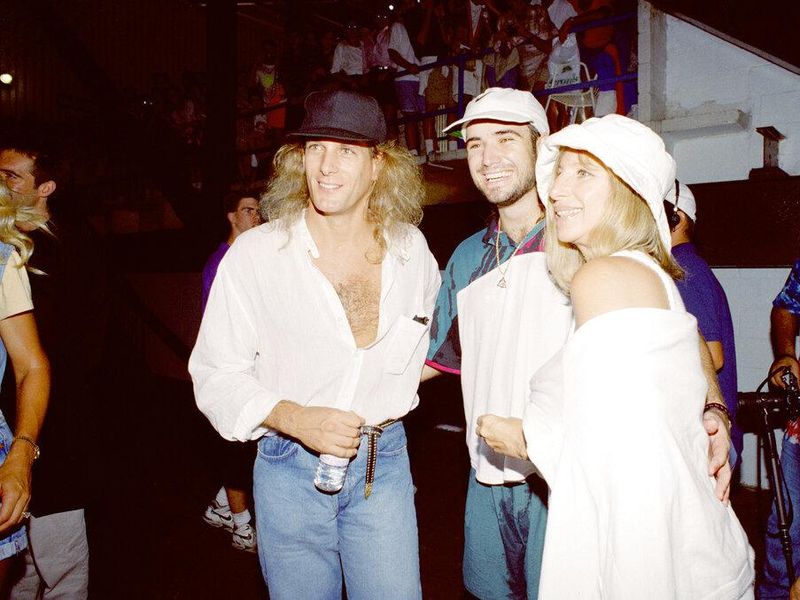 Streisand with Andre Agass and Michael Bolton