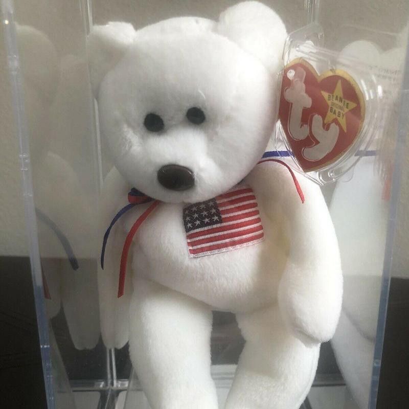 2001 Ty Original Beanie Babies LIBERTY The Patriotic Bear White Face w/Tags  8" 