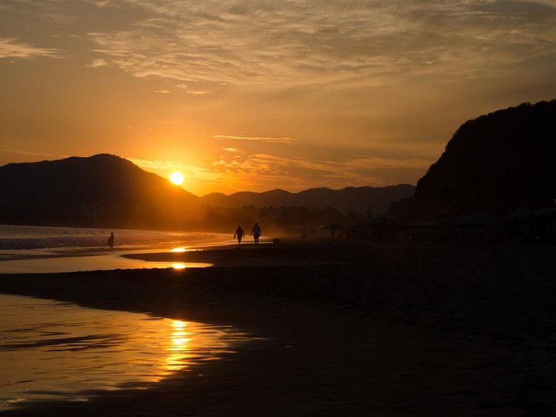Sunset on Miramar Beach in Manzanillo Mexico