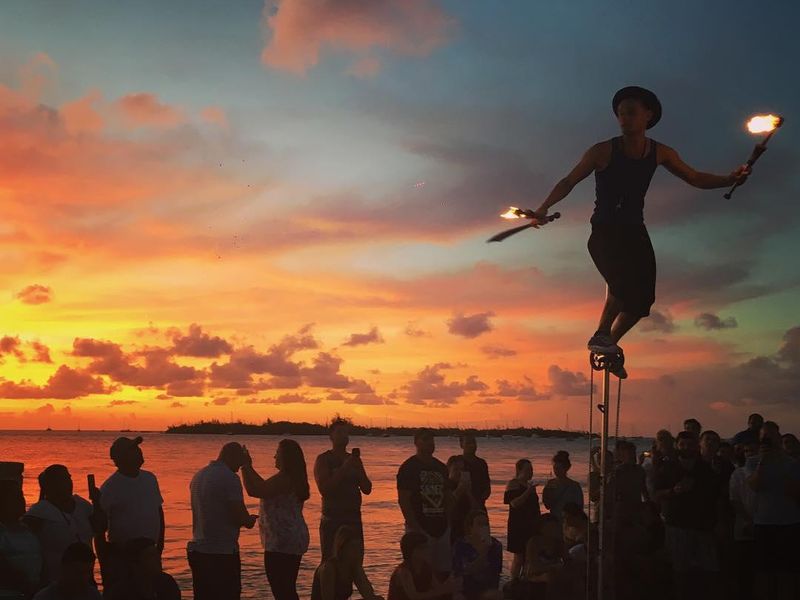 Sunset party at Mallory Square, Key West