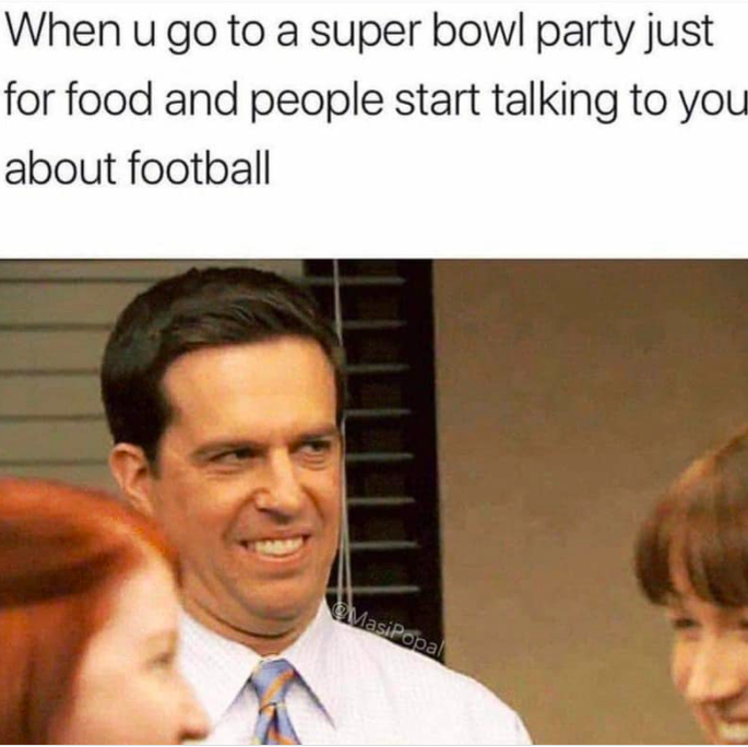 Super Bowl party meme