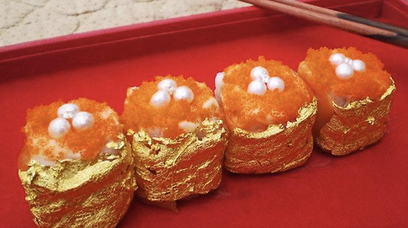 Sushi with gold