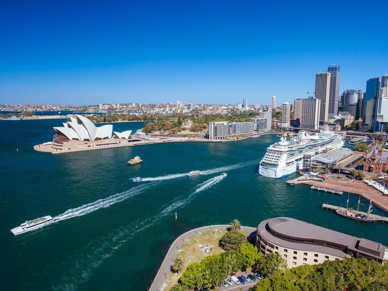 Sydney skyline from the Harbour Bridge in Australia
