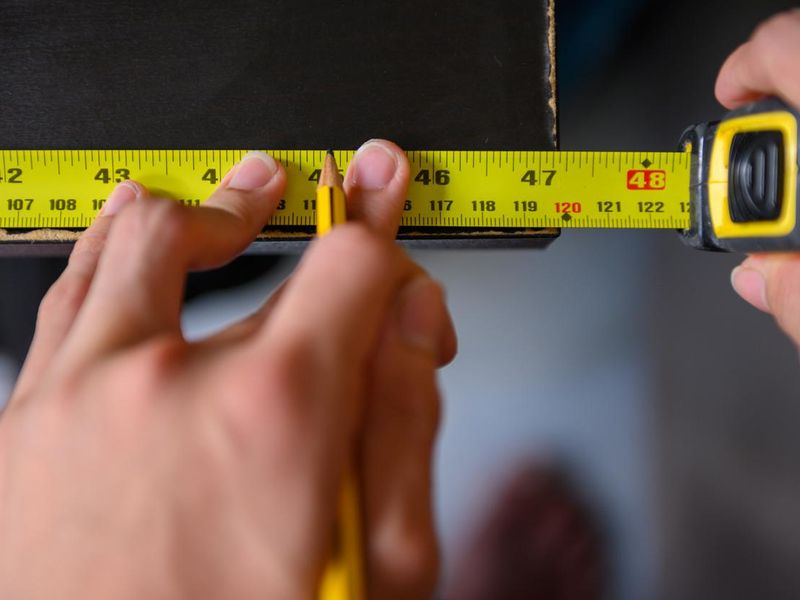Taking measurement with measuring tape
