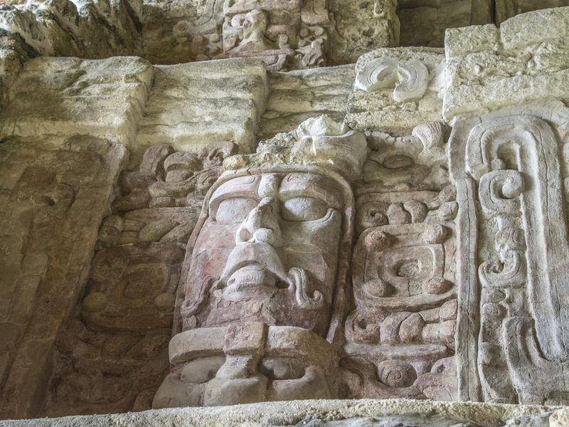 Temple of masks in Kohunlich, Mexico