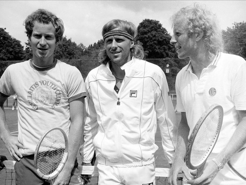Tennis stars John McEnroe, Bjorn Borg and Vitas Gerulaitis