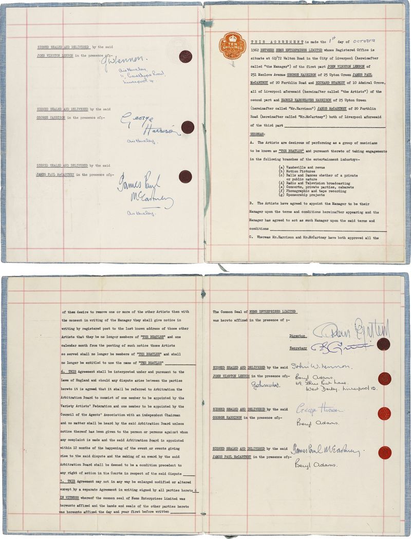 The Beatles’ Signed Managerial Contract