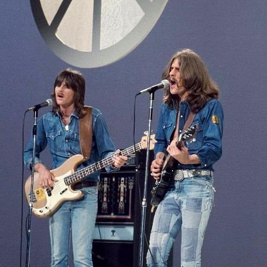 The Eagles wearing double denim in 1973