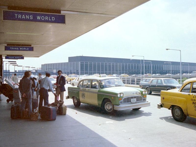 The entrance to Departure Terminal, O'Hare Airport, Chicago 1980