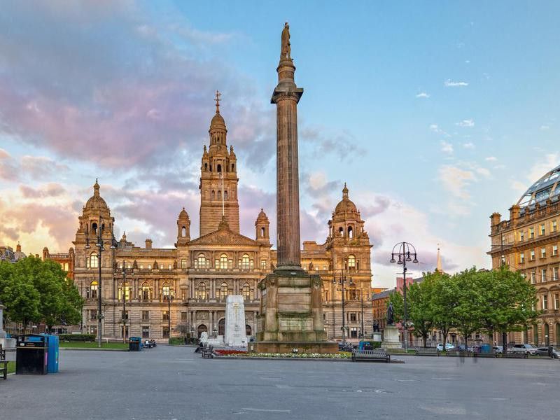 The George Square in the Center of Glasgow