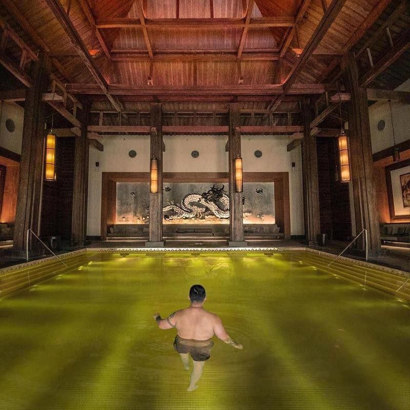 The golden pool at St. Regis Lhasa Resort