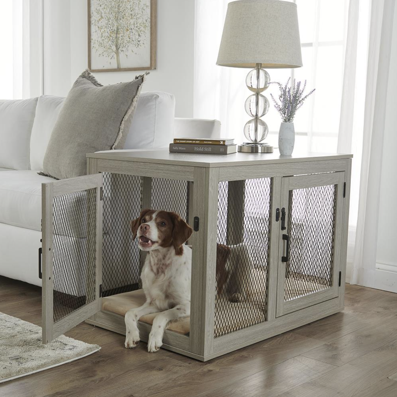 The Luxury Dog Crate by Hammacher Schlemmer looks like furniture
