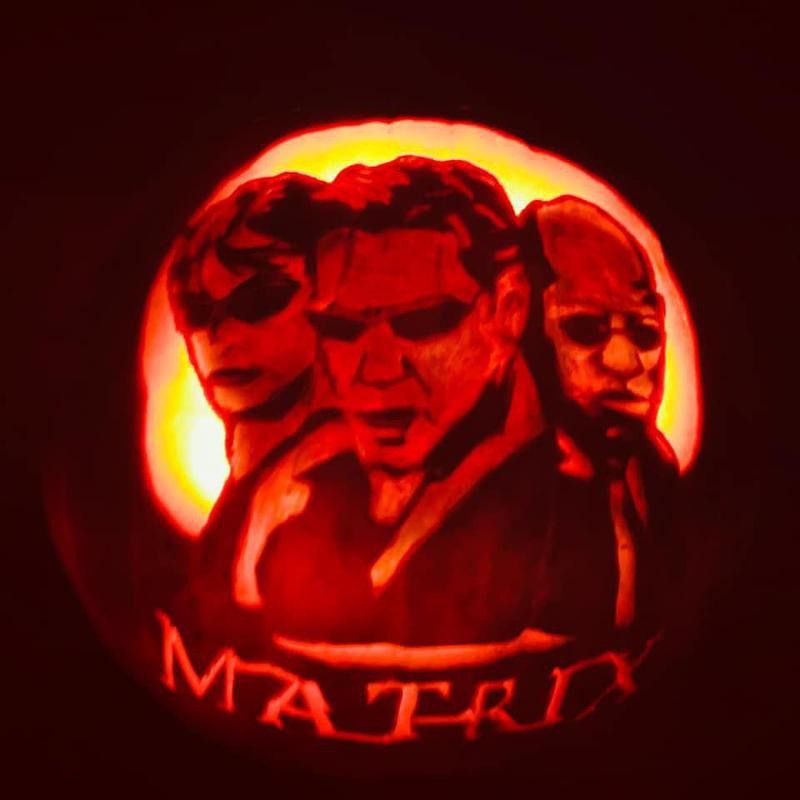 The Matrix pumpkin carving