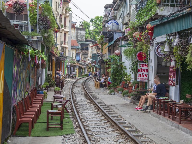 The Old Quarter in Vietnam and the Hanoi Street Train Tracks