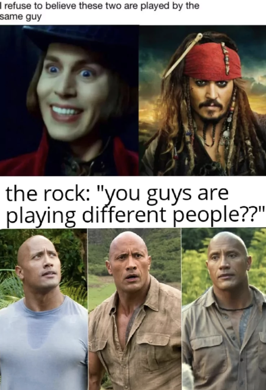 The Rock looks the same in every role