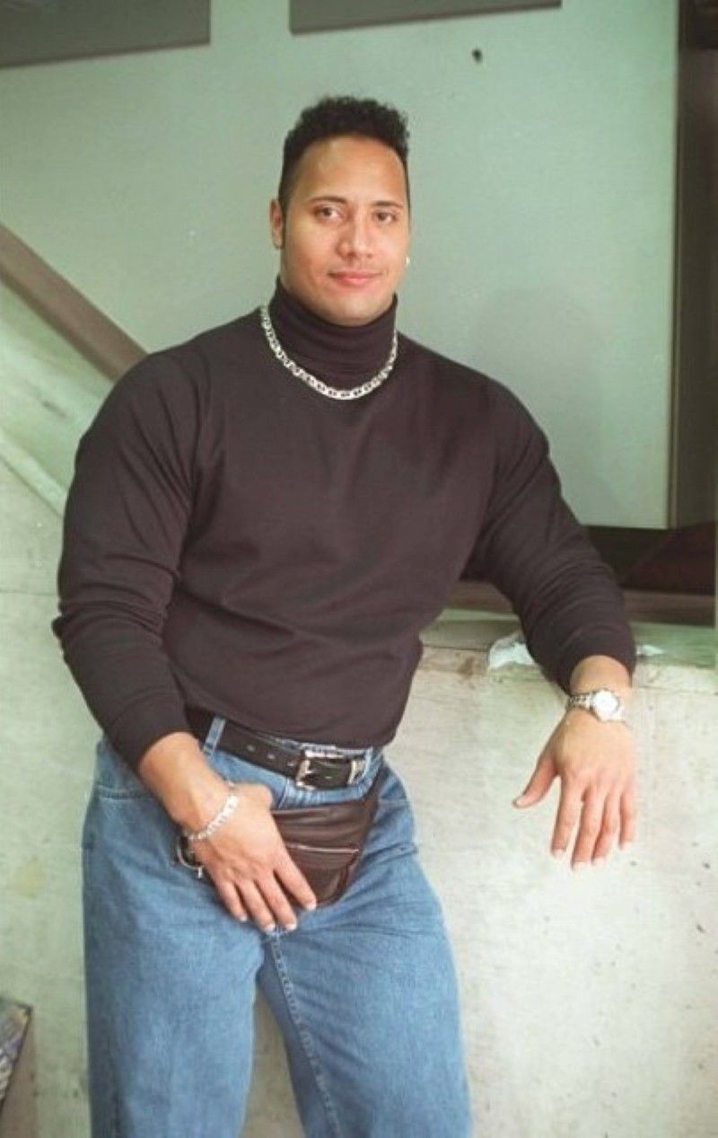 The Rock with fanny pack